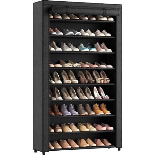 Tweedekans Brixy Schoenenrek XXL - 9-Laags Schoenenkast - Tot 54 Paar Schoenen - 160x100x28cm - Zwart Tweedehands