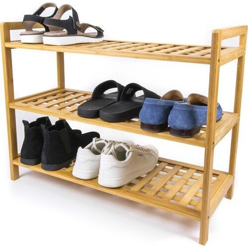 Tweedekans Budu Schoenenrek (3 niveaus) - Schoenenrek bamboe - Schoenenkast hout - Schoenen Organizer Tweedehands