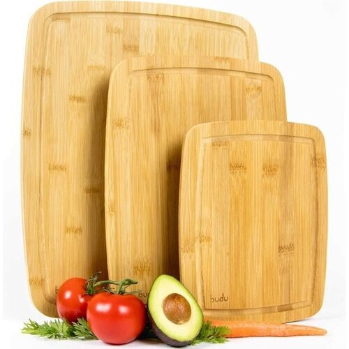 Tweedekans Budu Snijplankenset 3 stuks - Snijplanken bamboe - Snijplank hout - Grote snijplank - Keukenplanken Tweedehands