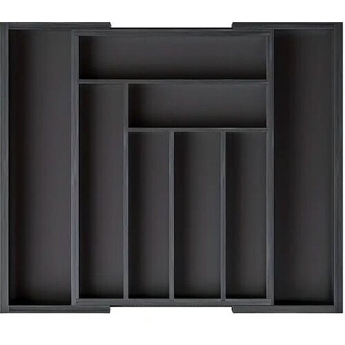 Tweedekans Budu Uitschuifbare Bamboe Bestekbak #45 (45 cm diep) - Zwart - Bestekcassette Hout - Besteklade - 45 x 30,6 - 50 cm - 6/8 vakken Tweedehands