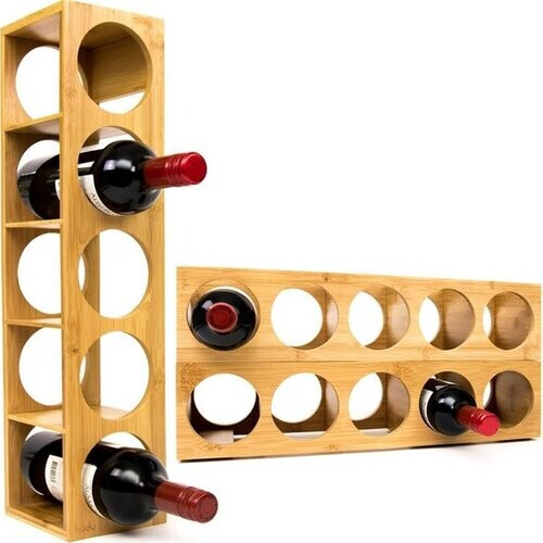 Tweedekans Budu Wijnrek Bamboe 5 flessen - Wijnrek hout - Stapelbaar - Uitbreidbaar - Houten wijnrek - Flessenrek - Bamboe wijnrekken - Wijnrek staand - Wijnfleshouder Tweedehands