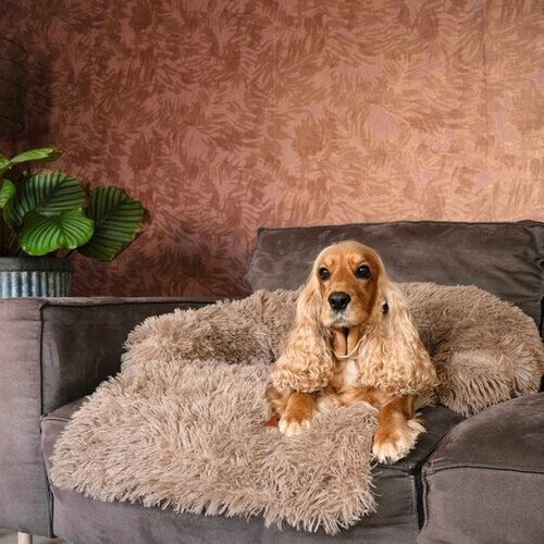 Tweedekans By Cee Cee Origineel Hondendeken Bank – Hondenkleed Bank - Hondenmand - Premium - Volledig Afritsbaar - Fluffy Mokka - Maat M – 90x90 Tweedehands