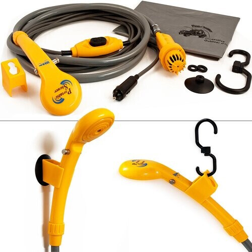 Tweedekans Campingdouche met dompelpomp – tuindouche – buitendouche - inclusief zuignap en houder Tweedehands