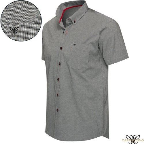 Tweedekans Cappuccino Bronte Shirt gestreept korte mouwen - Vichy Zwart - Maat 3XL Tweedehands