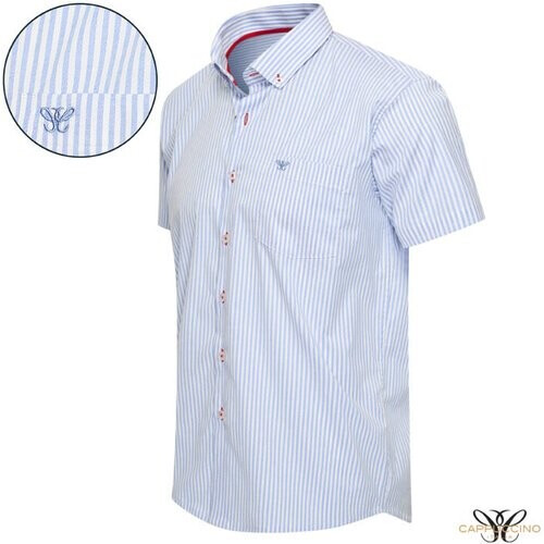 Tweedekans Cappuccino Bronte shirt streepjes Lichtblauw - Maat L Tweedehands