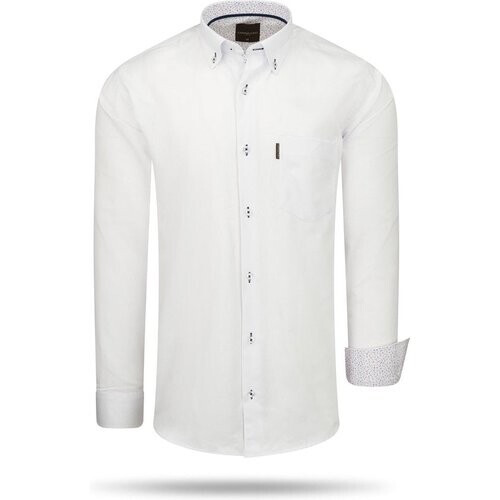 Tweedekans Cappuccino Italia - Heren Overhemd - Borstzakje - Wit - XL Tweedehands