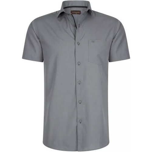 Tweedekans Cappuccino Italia - Heren Overhemd Uni - Short Sleeve - Licht Grijs - Maat XXL Tweedehands