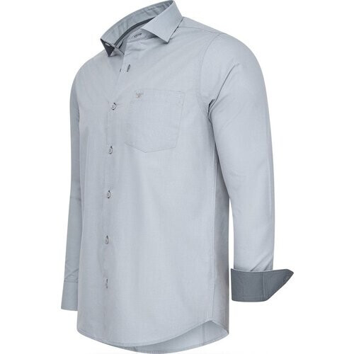 Tweedekans Cappuccino Italia - Heren Overhemden Overhemd Uni - Licht Grijs - Maat XL Tweedehands