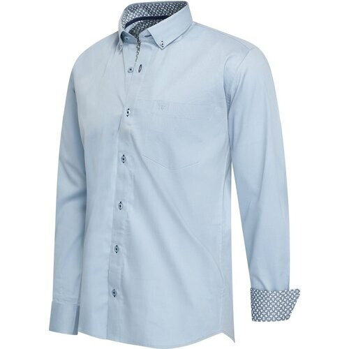 Tweedekans Cappuccino Italia - Heren Overhemden Stretch Overhemd Ancona - Blauw - Maat XXL Tweedehands