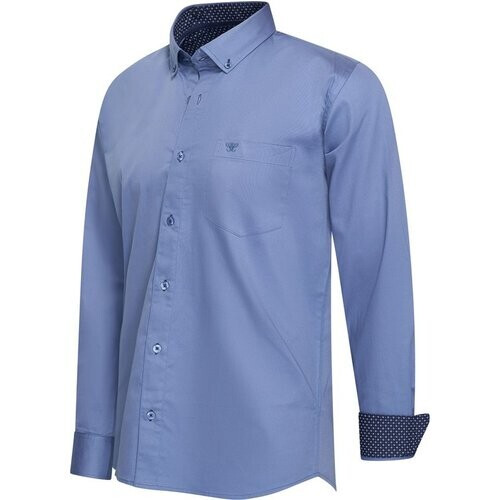 Tweedekans Cappuccino Italia - Heren Overhemden Stretch Overhemd Ancona - Blauw - Maat XXL Tweedehands