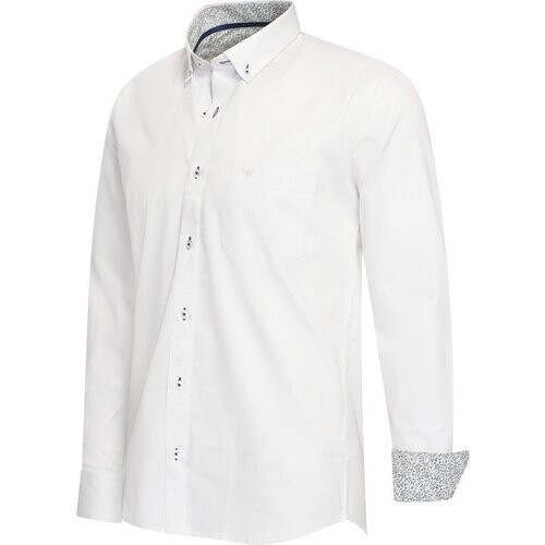 Tweedekans Cappuccino Italia - Heren Overhemden Stretch Overhemd Ancona - Wit - Maat XXL Tweedehands