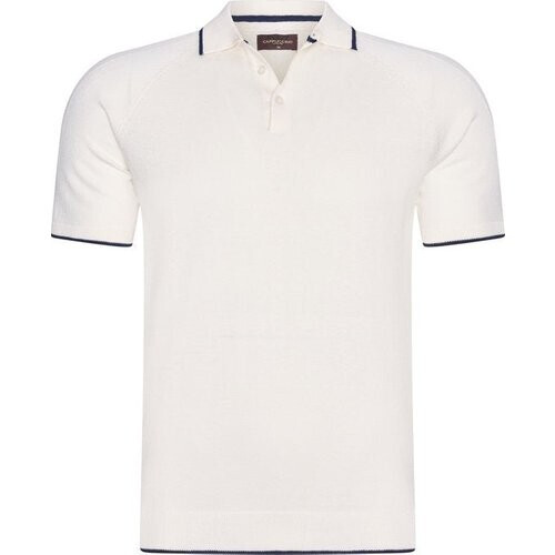 Tweedekans Cappuccino Italia - Heren Polo SS Tipped Tricot Polo - Wit - Maat M Tweedehands