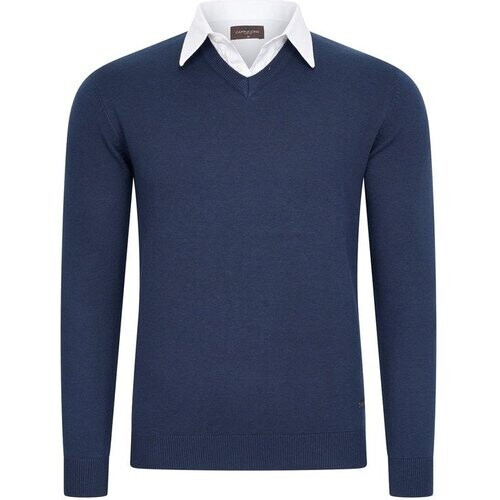 Tweedekans Cappuccino Italia - Heren Trui Mock Pullover - Blauw - Maat XXL Tweedehands
