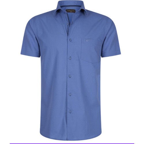 Tweedekans Cappuccino Italia - Shortsleeve - Heren Overhemden Overhemd Uni - Blauw - Maat XL Tweedehands