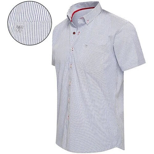 Tweedekans Cappuccino Luchtig Herenoverhemd Korte Mouwen Wit met Lichtblauwe Strepen – Maat S Tweedehands