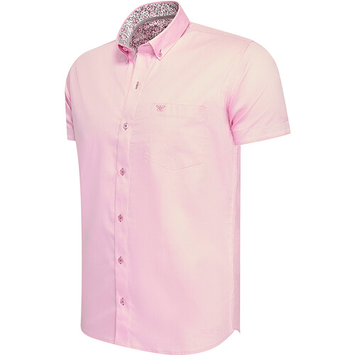 Tweedekans Cappuccino Overhemd Korte Mouw Stretch Toscana-Rose- Maat L Tweedehands