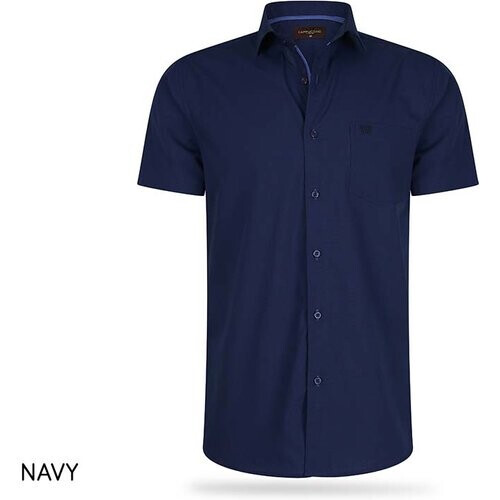 Tweedekans Cappuccino Short Sleeve Overhemd Navy Maat L Tweedehands