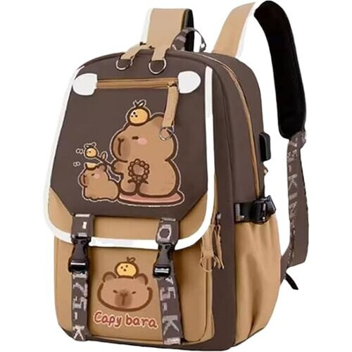 Tweedekans Capybara Rugzak – Grote Capaciteit, Waterdicht & Schattig Design – Meerdere Vakken, Verstelbare Band & Ademend Rugpaneel – Voor Kinderen, Tieners & Meisjes Tweedehands