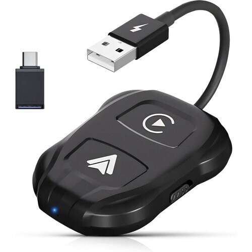 Tweedekans CarMe Luxe 2-in-1 Car Dongle - Draadloos CarPlay & Android Auto - 5GHz Verbinding - USB-C & USB-A - 2024 Model - Zwart Tweedehands