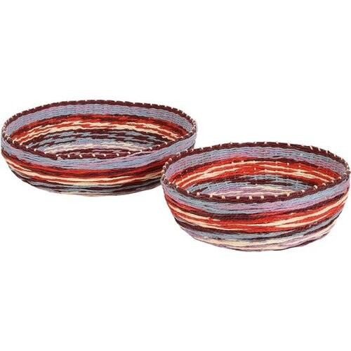 Tweedekans Casa Vivante Gestreepte Schaal - 2 stuks - Karton - Multikleur - 35 x 35 x 12 cm
