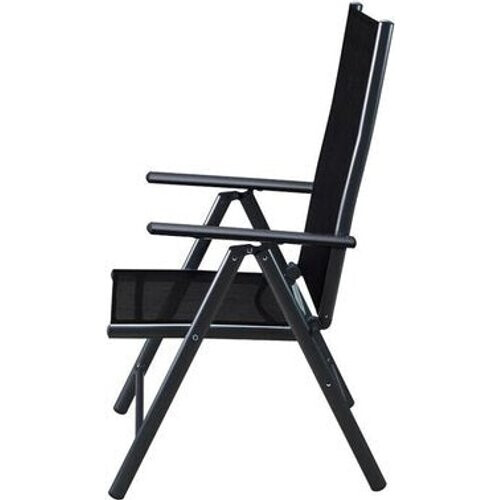 Tweedekans Casaria - Aluminium Tuinstoel- 2 Stuks - Antraciet - 65x60x111 cm - Zwart Tweedehands