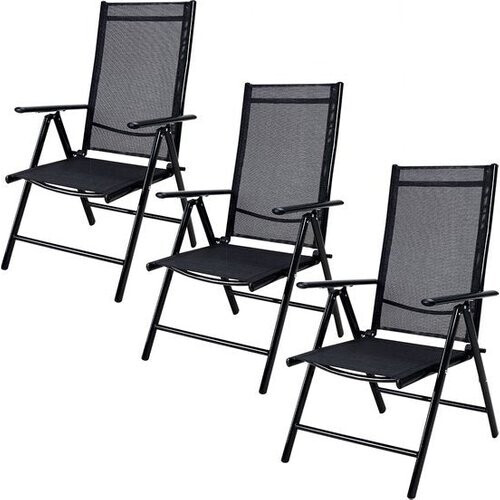 Tweedekans Casaria Aluminium Tuinstoelen - 3 stuks - Inklapbaar - Antraciet Tweedehands