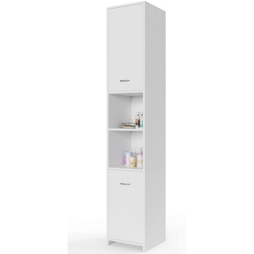 Tweedekans Casaria Badkamerkast - 6 Vakken 2 Deuren Slank en Elegant - MDF/ Spaanplaat - Wit Tweedehands