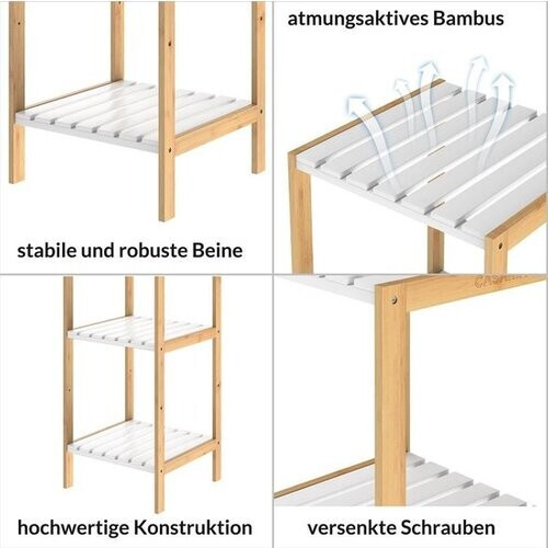 Tweedekans Casaria Badkamermeubel - Bamboe - 3 planken - 80 x 34 x 33cm - Wit Tweedehands