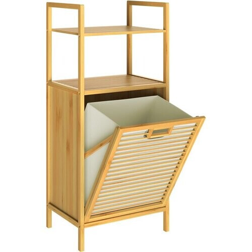 Tweedekans Casaria Badkamerrek - met Wasmand 43l 40x30x95cm - Bruin Tweedehands