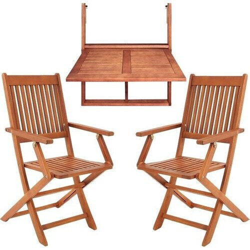 Tweedekans Casaria Balkonset 3-delig - FSC®-gecertificeerd Acaciahout – Bruin Tweedehands