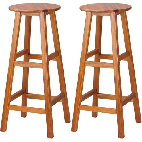 Tweedekans Casaria Barkrukken 2 Stuks - Acacia Hout /Zithoogte 76 cm - Bruin Tweedehands