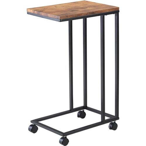 Tweedekans Casaria Bijzettafel op Wieltjes - 50x35x70 cm – Hout Metaal Zwart Tweedehands