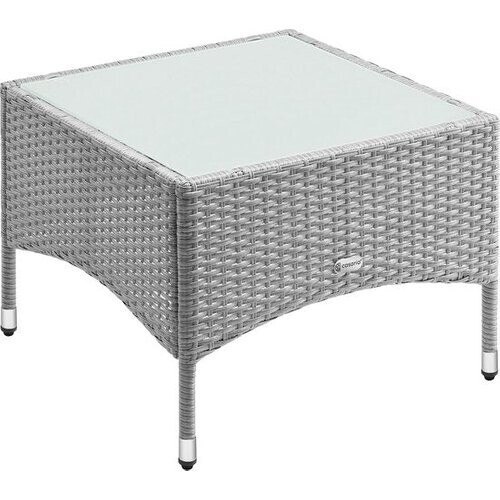 Tweedekans CASARIA Bijzettafel - Polyrattan Buiten Koffietafel 58x58x42cm - Grijs Tweedehands