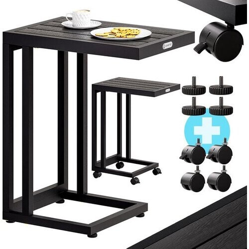 Tweedekans Casaria Bijzettafel - Vierkant Verrijdbaar 50x40x66cm - Antraciet Zwart Tweedehands