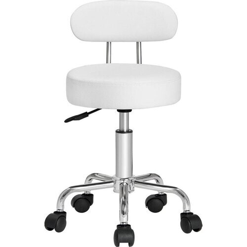 Tweedekans Casaria Draaikruk met Rugleuning - 360°/Hoogte Verstelbaar - Wit Tweedehands