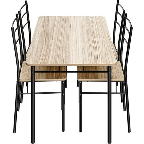 Tweedekans Casaria Eetkamerset Leo - 1x Eettafel 4x Stoel - Lichte Eik Tweedehands