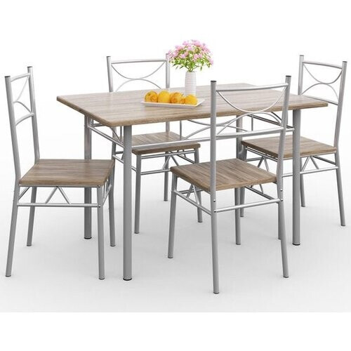 Tweedekans Casaria Eettafel Set 5 delige -Eettafel + 4 stoelen - Eiken Tweedehands