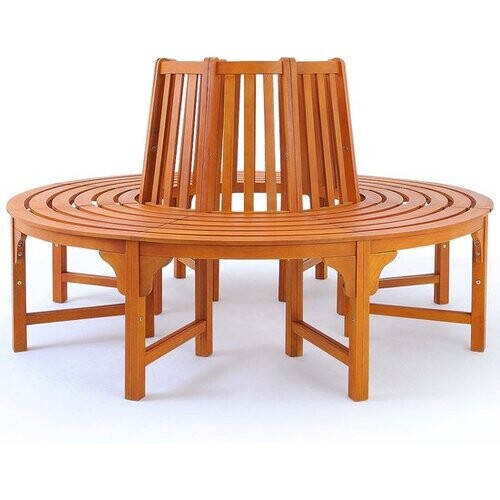 Tweedekans Casaria Elegante 360° Boombank van Duurzaam Eucalyptus Hardhout - 160 cm Diameter, 92 cm Hoog Tweedehands