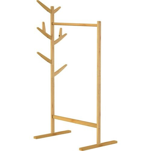 Tweedekans Casaria Kapstok Bamboe - 8 Haken 1 Kledingstang - 164x66x40cm Tweedehands