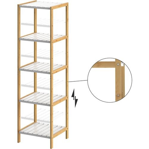 Tweedekans Casaria Kast met 5 planken - Bamboe wit - 140x33x34 cm Tweedehands