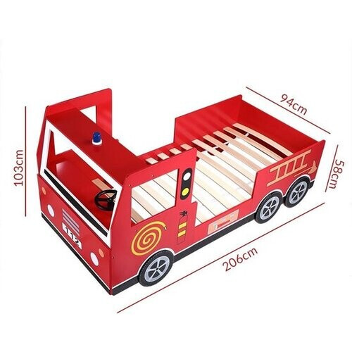 Tweedekans Casaria Kinderbed Brandweerauto – Incl. Lattenbodem - 200 x 90 cm Tweedehands
