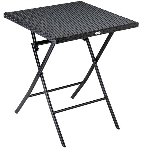 Tweedekans Casaria Klaptafel Polyrattan - 75x65x65 cm – Weerbestendig - Zwart Tweedehands