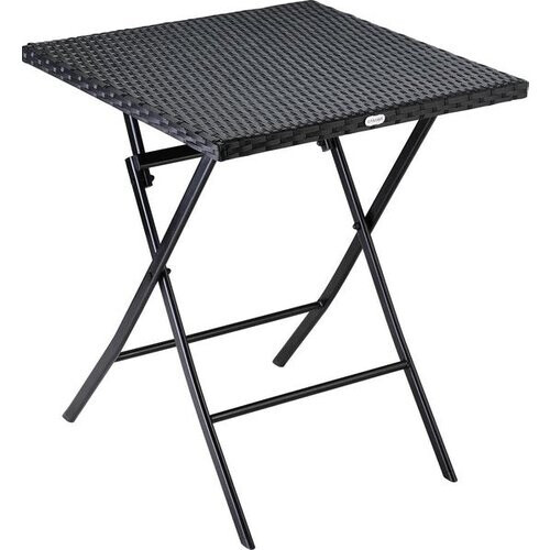 Tweedekans Casaria Klaptafel Polyrattan - 75x65x65 cm – Weerbestendig - Zwart Tweedehands