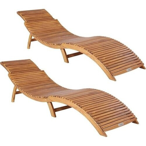 Tweedekans Casaria Ligstoel 2 Stuks - FSC®-Gecertificeerd Acaciahout – Bruin Tweedehands