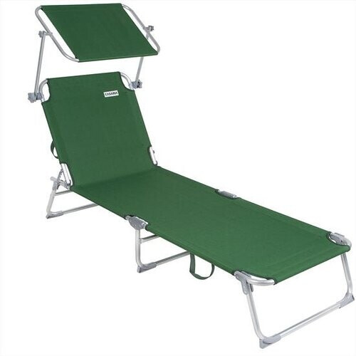 Tweedekans Casaria Ligstoel Ibiza – met Zonnedak - 190x59x29 cm Groen Tweedehands