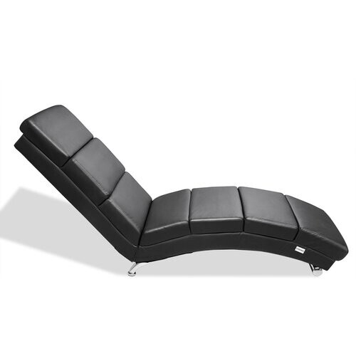 Tweedekans Casaria - Ligstoel - Kunstleder -186 x 55 x 89 cm - Zwart Tweedehands