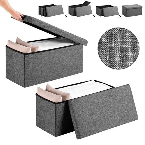 Tweedekans Casaria Opbergbank - 80x40x40cm 100L – Donkergrijs Tweedehands