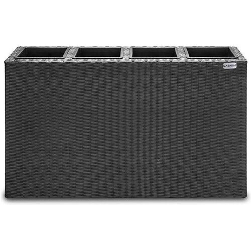 Tweedekans Casaria Plantenbak Polyrattan 95x27x60cm met Waterafvoer - Zwart Tweedehands
