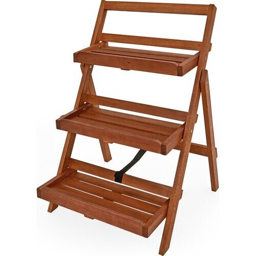 Tweedekans Casaria Plantenrek - FSC®-Gecertificeerd Acaciahout - 79x59x56cm Bruin Tweedehands