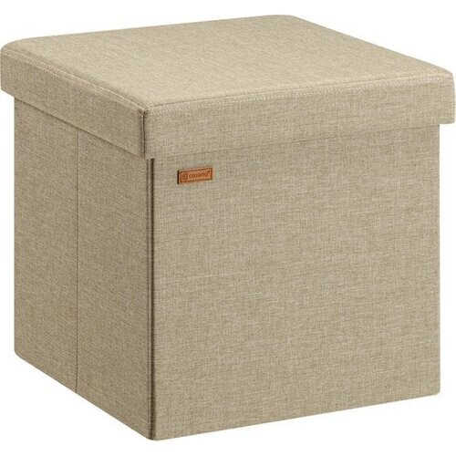 Tweedekans Casaria Poef met Opbergruimte - 40x40x40cm 40L Linnen – Beige Tweedehands